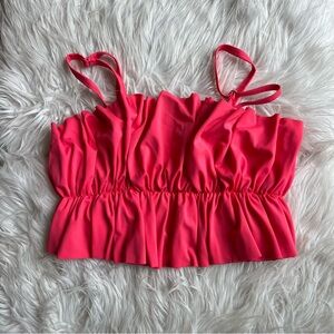 Kortni Jeane Coral Pink Oversized Ruffle Bikini Top Swimsuit